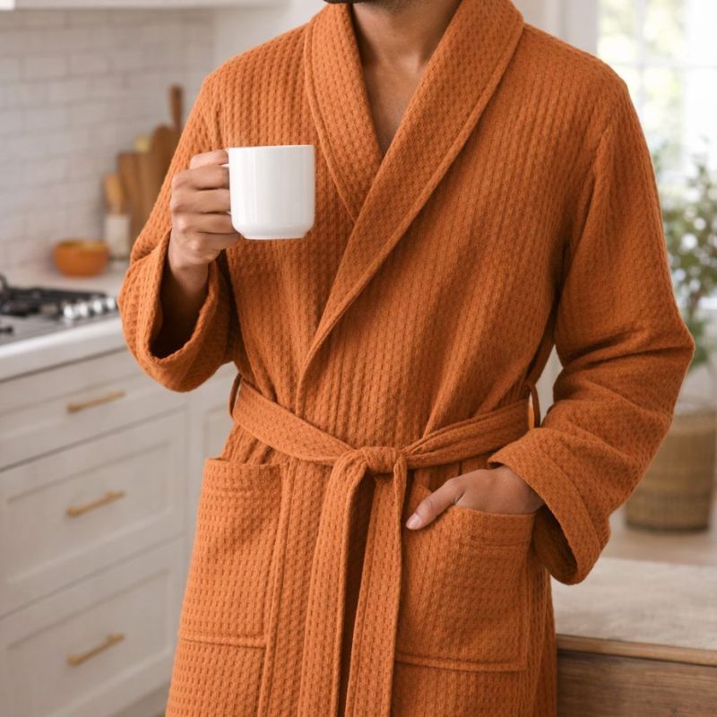 100% Premium Cotton Atelier Waffle Weave Robe - Verleu