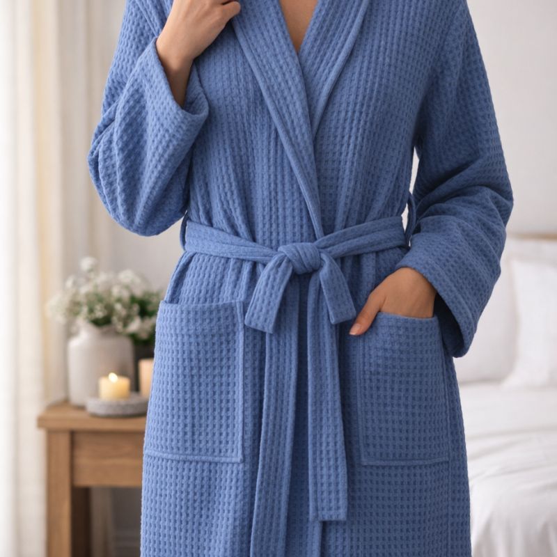 100% Premium Cotton Atelier Waffle Weave Robe - Verleu