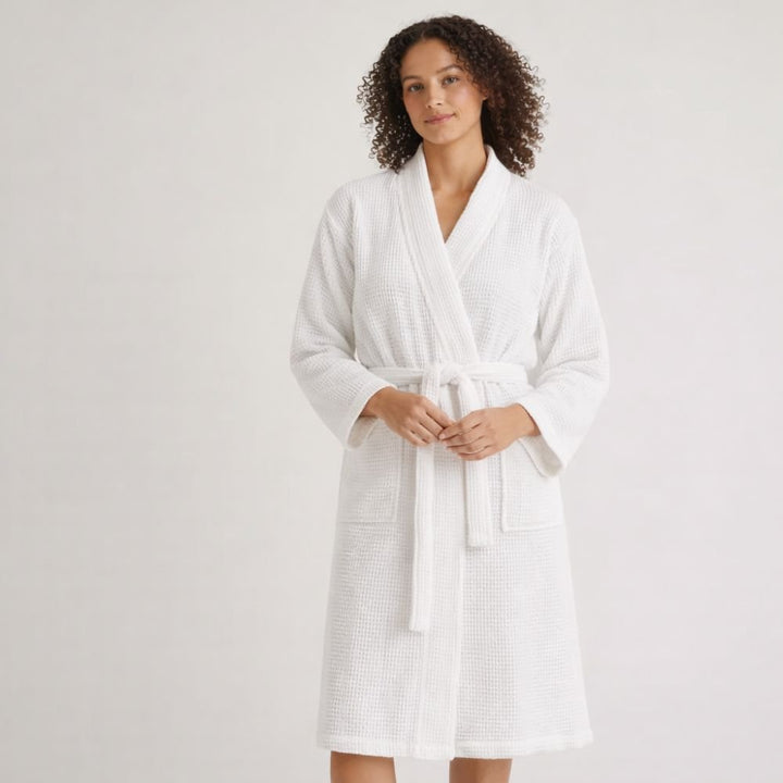 100% Premium Cotton Atelier Waffle Weave Robe - Verleu
