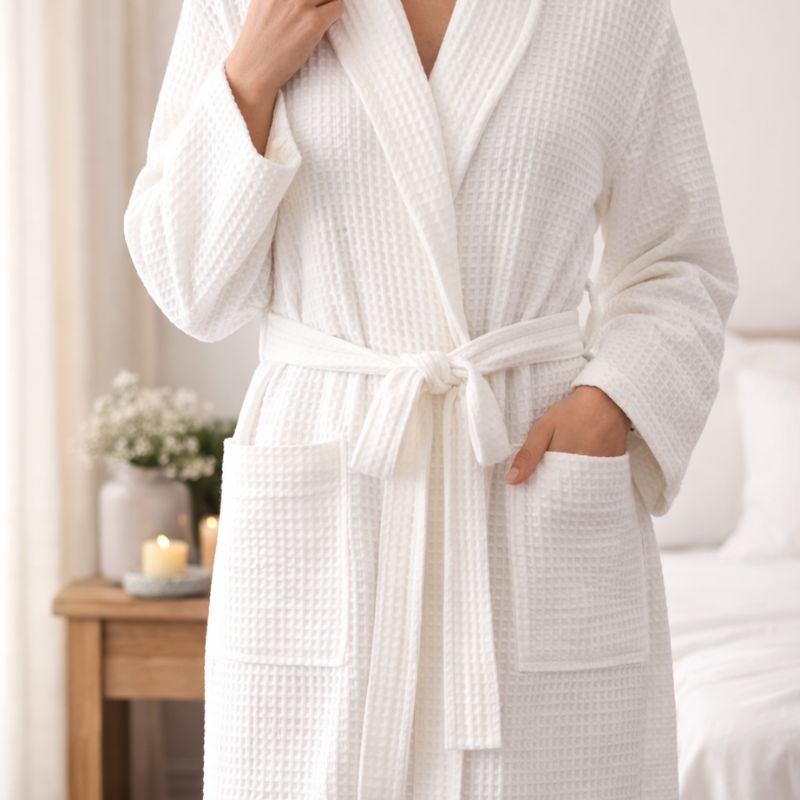100% Premium Cotton Atelier Waffle Weave Robe - Verleu