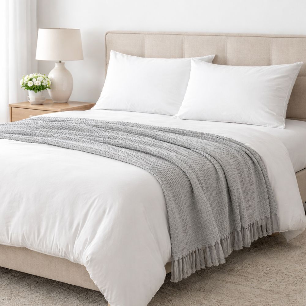 Premium Cotton Waffle Weave Throw Blanket - Verleu