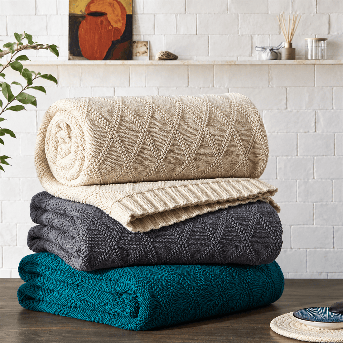 Seren Cotton Throw Blanket - Verleu